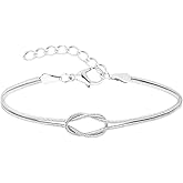 Fimhut Gold Knot Bracelets for Women Trendy -14K Gold/Whited Gold Plated Knot Bracelets Dainty Gold Bracelet for Women Non Tarnish Waterproof Jewelry for Women Gifts