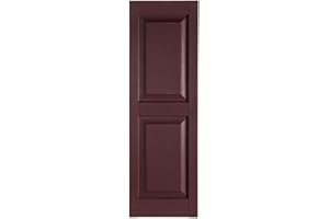Perfect Shutters Premier Raised Panel Exterior Decorative Shutter, 15" x 59", Burgundy