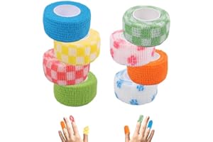 LUOHECAM 8 Pack Thimble Tape for Hand Sewing Self Adhering Bandage Wrap Nail Finger Protectors for Sewing No Residue Breathable Knitting Craft DIY Sewing Tools Dog Bandage Wrap