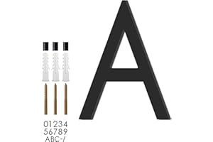 roslyong 5 Inch Floating House Number, Modern Outdoor Address Sign, Acrylic Solid Address Numbers with Nail Kit, Black Letter A