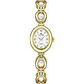 Gosasa Vintage Pearl Bracelet Watch for Women Elegant Small Oval Dial Jewelry Waterproof Dainty Ladies Gift Watch for Mom Wife