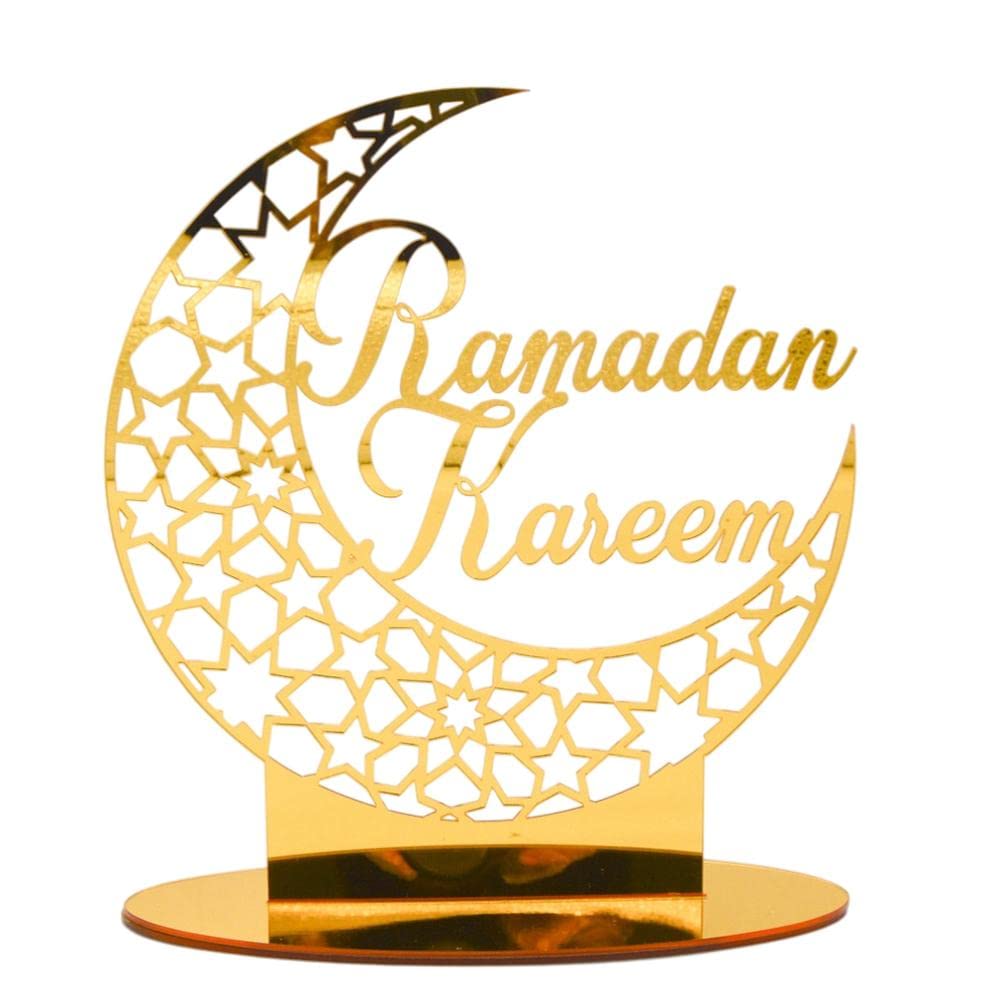 CaCaCook Ramadan Eid Mubarak Ornaments Ramadan Acrylic Decorations for Home Muslim Party Supplies Eid Ramadan Gifts