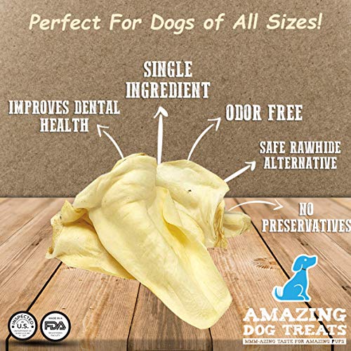 Amazing Dog Treats Cow Ears Premium (5 Pack) ThickCut 100 Beef