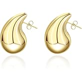 Gold Silver Teardrop Earrings for Women Chunky Golden Hoop Earrings Gold Statement Earring Lightweight Golden Acrylic Waterdrop Earring for Women