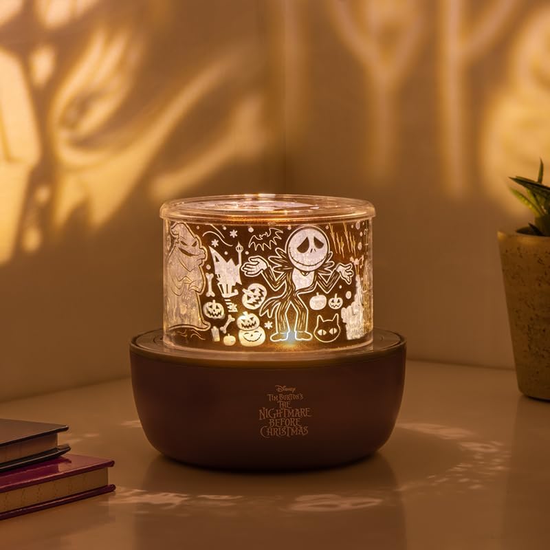 Paladone Nightmare Before Christmas Projection Light - Officially Licensed Projector Lamp with Sounds & Interchangeable Spooky Scenes Feautring Jack Skellington, 4 Light Modes, Halloween Decor Light