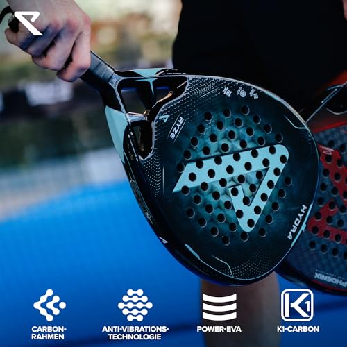 RYZE Hydra Padel Racket Made of 100% Carbon Fibre - Maximum Power, Control & Precision - 365 g with EVA 18 Foam - Unisex Padel Racket for Men & Women - Padel Racket Set with Free Case