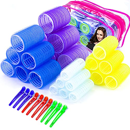 34 Hair Curlers Rollers Set, 4 Size No Heat Hair Roller for Short