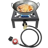 Outdoor Gas Stove 100,000 BTU with 4.1ft 0-20Psi Adjustable Propane Hose with Regulator, Heavy-Duty Camping Cooker with Detac
