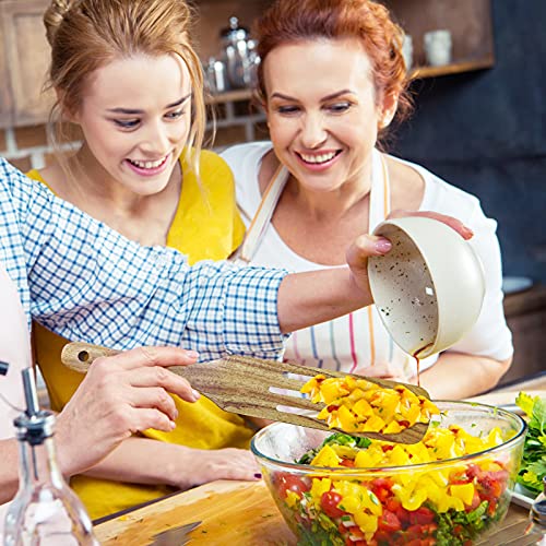 Wooden Cooking Utensils, TOPLANET 4 Pcs Natural Teak Kitchen Utensil Set Heat Resistant Non Stick Wood Cookware with Hanging Hole, Slotted Spurtle Spatula Sets for Stirring, Mixing, Serving