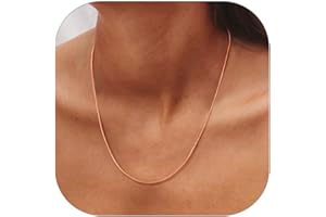 ChainsHouse Snake Chain Necklace for Women 1.2mm, 18-30" Adjustable with 5cm Extender for Pendants Lockets, Rose Gold/Stainless Steel/Black/14K Gold Hypoallergenic Dainty Jewelry Gift