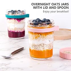 Overnight Oats Containers with Lids and Spoon, 4