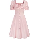 Belle Poque Women's Pink Plus Size Dress Elegant Puff Sleeve Semi Formal Junior Party Formal Dresses 2XL