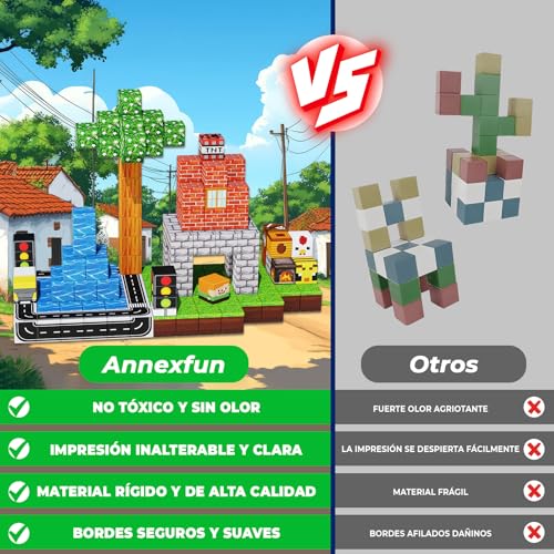 Annexfun Bloques Magnéticos - 150 Piezas, Cubos Magnéticos de Camino y Bosque, Juguetes de Construcción Stem y Sensorial, Regalos de Cumpleaños Montessori para Niños y Niñas Mayores de 3 Años