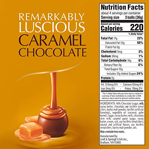 Lindt LINDOR Caramel Milk Chocolate Truffles, Milk Chocolate Candy with