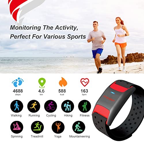 FITCENT Heart Rate Monitor Armband, Bluetooth ANT+ Optical Heart