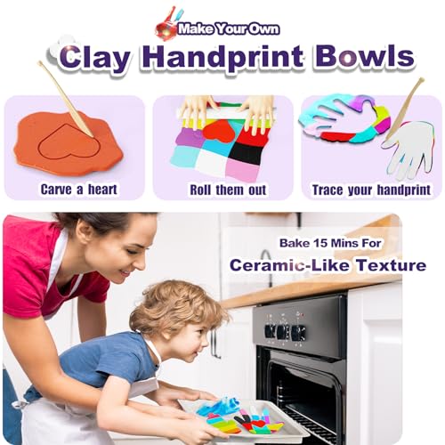 Titoclar Make Your Own Clay Handprint Bowls - Arts & Crafts for Kids Ages 4-8 6-8 8-12, Idea Gifts for Girl Boy Kids, Toys for Kids,Crafts for Girls Christmas Crafts Toys Birthday Gifts