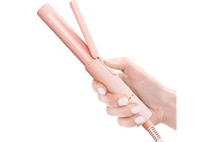 HOSON Ceramic Mini 1 inch Curling Iron for Short Hair, Small Hair Curler Iron for Travel, Dual Voltage Curling Wand for Worldwide Trip(Light Pink)