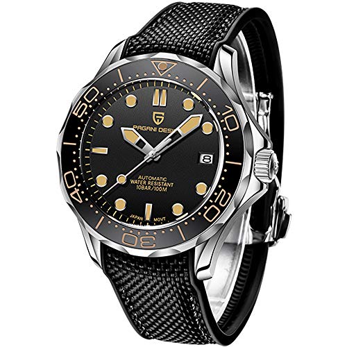Pagani Design Original Men's Watch, Stainless Steel Bracelet with Screw  Down Crown and Water Resistant to 100 M. Analog Dial NH35 Mechanical  Movement (1667L Black) | Pricepulse