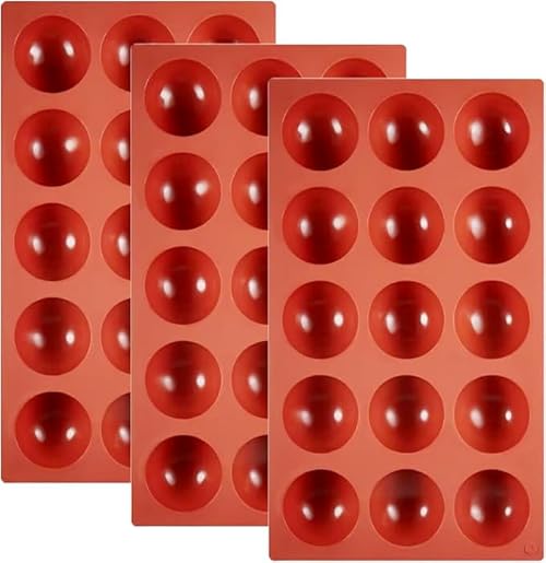 La chat 3 PCS Semi Circular Silicone Mold, Half Sphere Silicone Baking molds for Candy and chocolate, BPA Free and Non-Stick Cylinder cookie molds (15 cavity-3 packs)