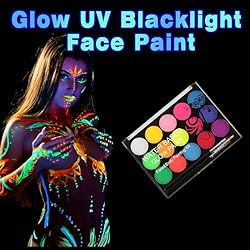 MEICOLY UV Blacklight Face Paint,15 Bright Colors