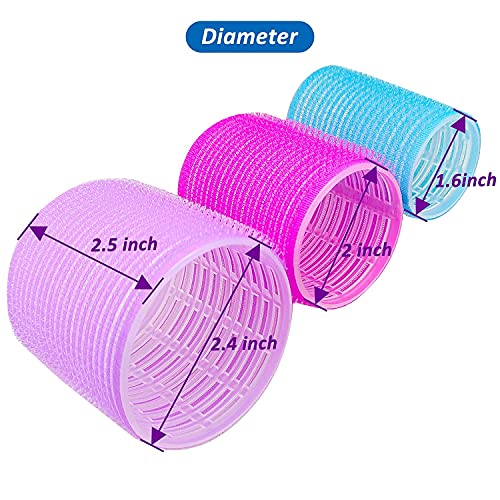 KHTD Large Hair Rollers Sets for Medium Long Hair,Self Grip Heatless DIY Curly Hairstyle Curlers Includes 27 Pcs Hair Curlers and 12 Pcs Clips,Hairdressing Curlers Tools (9 Jumbo+9 Large+9 Medium)