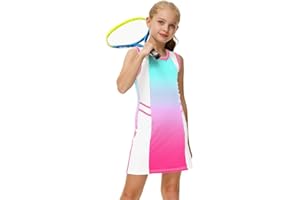 AOBUTE Girls Tennis Outfit 2 Piece Set Sportswear Tank Dress and Shorts 4-12Y