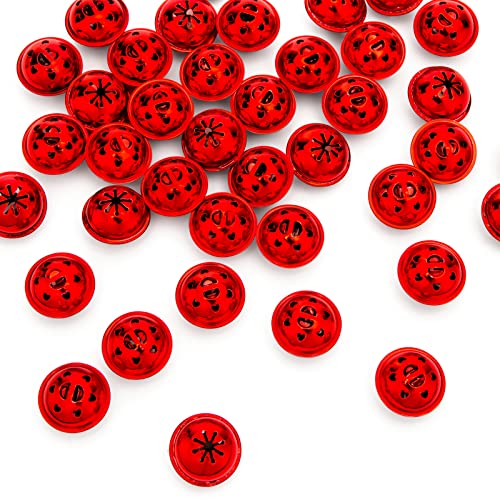 MCPINKY Jingle Bells, Metal Craft Bells Bulk DIY Bells for Christmas Festival Decoration Home Decoration, 24PCS, 1 Inch in Diameter, Red