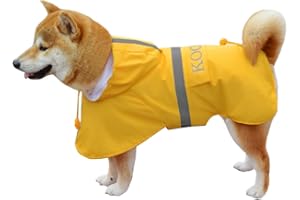KOOGAL Hooded Rain Coat for Dogs for Small Sized Dogs, Dog Raincoat Apparel Poncho Waterproof Dog Clothes Pet Jacket Dog Raincoats Jacket (2XL,Yellow)
