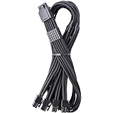 CableMod Pro ModMesh Sleeved 12V-2x6 PCIe Cable for EVGA (Black, 4 x 8p) | Nylon E-Series. 16-pin to Quad 8-pin, 60cm. 12V-2x6 StealthSense connector. Fits EVGA, Super Flower PSUs.