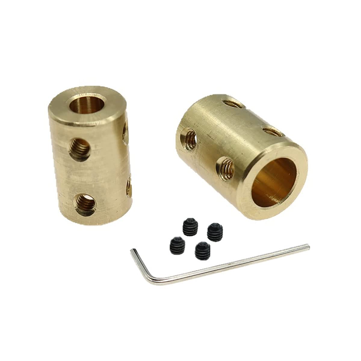 D14mm x L22mm Cylindrical Coupling 12mm to 12mm, Rigid Coupling Set Screw, Copper Motor Shaft Coupler Connector, Motor Accessories 2 pcs