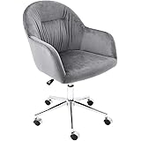 CangLong Upholstered Home Office Desk Chair Swivel Leisure Chair with Wheels Living Room Chairs for Study Room Bedroom Guest 