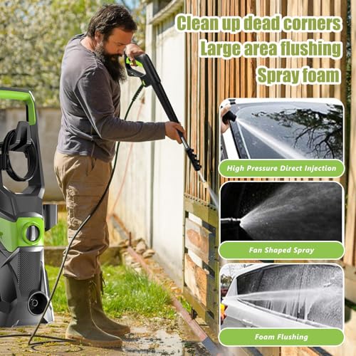Electric Pressure Washer, 4000psi 10l Min Gpm High Pressure Washer with 32.8 Ft Hose, Ipx5 Waterproof with 4 Nozzle for Cars, Patios, Floor Cleaning