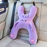 WASTROYAL Car Pillow for Travel – Animal-Themed Car Seat Cushion with Safety Belt Protector – 4 Cute Styles: Pig, Dog, Rabbit, Panda (Rabbit)
