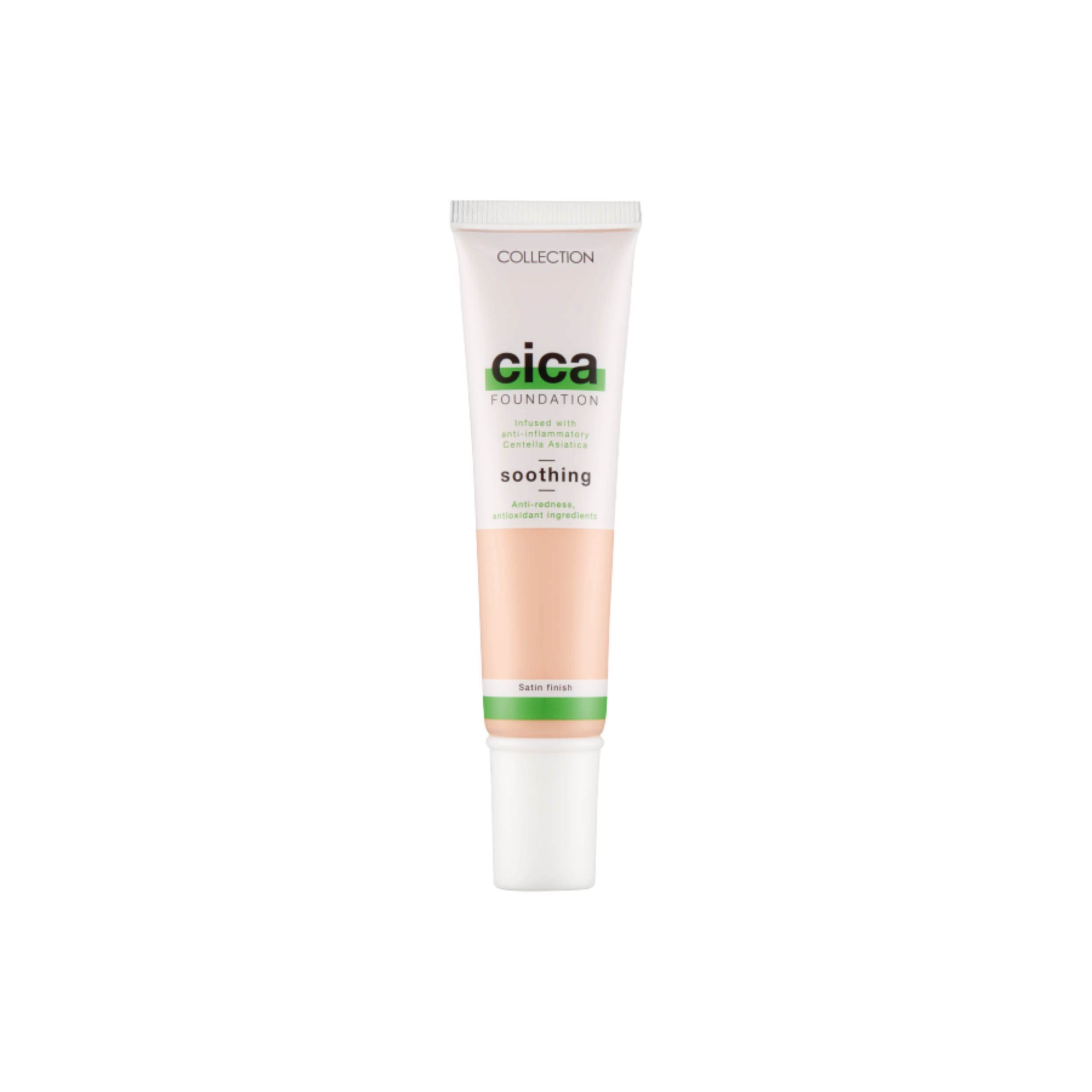 Collection Cosmetics Hydrating Medium Coverage Cica Foundation Infused with Anti-Redness, Vegan Foundation, 30ml, Fair