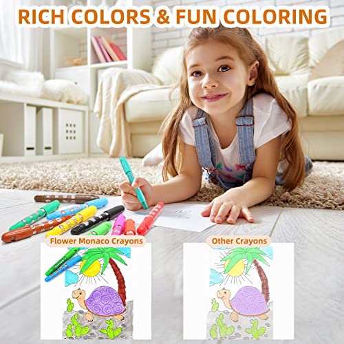 Lebze Washable Jumbo Crayons for Toddlers, 24 Colors Non Toxic Twistable Kokonuzz Silky Crayons