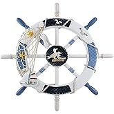 Hand painted wood ships wheel is the perfect addition to any nautical themed Collection, A nice addition to the ocean themed 