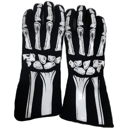 RJS Racing Equipment Men's Single Layer Skeleton Gloves(White, X-Large), 1 Pack