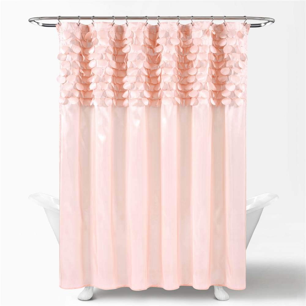 Lush Decor, Blush Lillian Shower Curtain | Textured Shimmer Circle Design Bathroom, x 72, 72" x 72