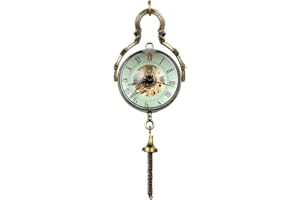 JewelryWe Retro Concave and Convex Mirror Fisheye Glass Ball Pocket Watch with Roman Character Pendant Necklace