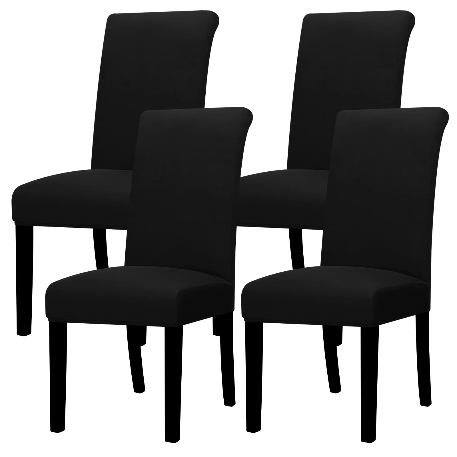 Lellen Dining Chair Covers Set of 4, Stretch Chair Covers Dining Chair Slipcovers Removable Washable Reusable Home & Kitchen Decor Protector Dining Room Chair Covers,Black — image 1