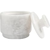 UrbanFocal Natural White Marble Salt Cellar With Lid - Stone Salt Container And Stone Salt Holder, Spice Jars for Counter, Ca