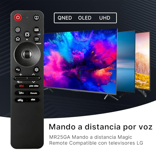 OSALOLO Control Remoto MR25GA Magic Remote Compatible con LG Smart TV 2025, Control Inteligente con AI, Puntero y Control por Voz, Negro, con Funda de Silicona