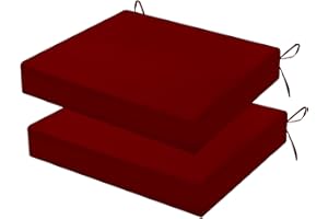 HOMELYSIAN Outdoor Chair Cushions Set of 2, 18.5 x 16 Inch Patio Chair Cushions, Water Resistant, Non-Slip Ties (Dark Red)