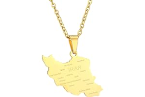 Iran Map Pendant Necklace Metal Country Territory Chain Patriotic Couple Ethnic Popular Personality Accessory Iran Map Pendan