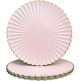 UOEKCS Pink Chargers for Dinner Plates, 13 Inch Plastic Charger Plates, Decorative Chargers for Wedding Party, Tabletop Decor. (Set of 6)