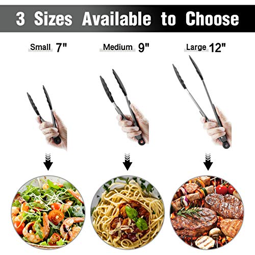 Kitchen Tongs for Cooking 9 Inch Set of 3 Stainless Steel Cooking