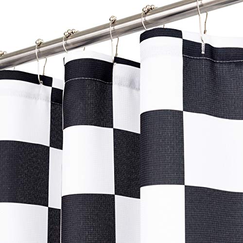 Fmfunctex Black White Fabric Shower Curtain for Bathroom 72" Water