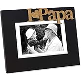 Isaac Jacobs Black Wood Sentiments 'I Love Papa' / I Heart Papa Picture Frame, 5x7 inch with Mat, Photo Gift for Grandpa, Family, Display on Tabletop, Desk (Black, 5x7 (Matted 4x6))