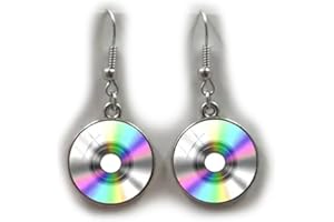 GENERIC Compact Disc CD Earring Earrings Red Vinyl Record Long Player DJ Vintage 80's Hair Music Metal Shred Passion Love Dangle Thrash Goth Punk Style Emo Phonograph Album (CD)