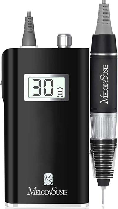 MelodySusie SC320H Nail Drill 30000RPM Rechargeable E File Kit Black